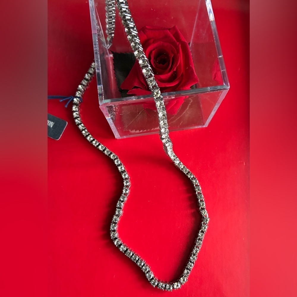 True Religion Silver Rhinestone Tennis Necklace - Picture 5 of 7